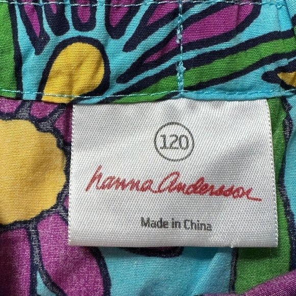 Hanna Andersson Dress Kids 6/7 Blue Purple Green Ribbon Trim Flowers - Picture 6 of 11